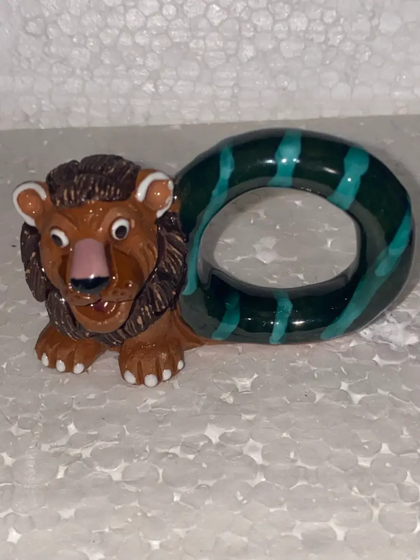 #03 - 50% Off Sale- Made In Peru By Leps Pottery Lion Napkin Ring (was $12)