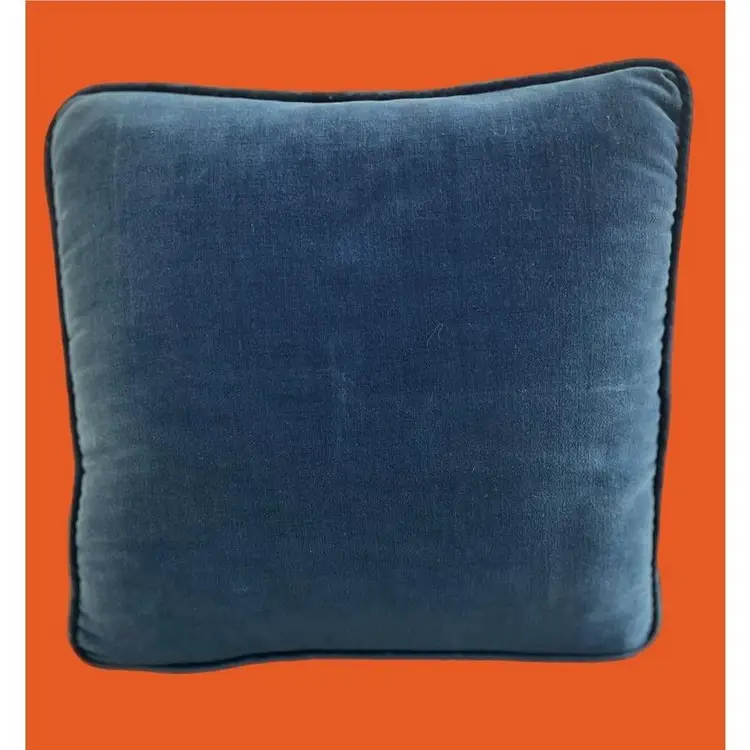 Vintage Needlepoint Pillow With Little Girl In a Field Of Flowers Print