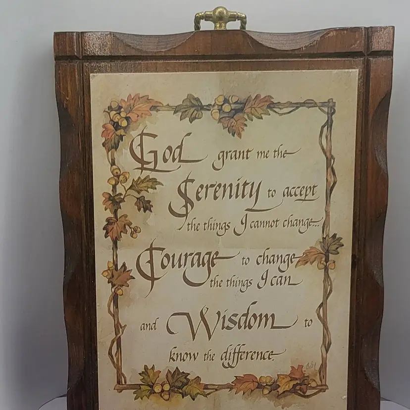 Vintage Jerry Schultz Co. Handcrafted Pine Wall Plague "Serenity Prayer" 9 1/2 x 7 1/2"