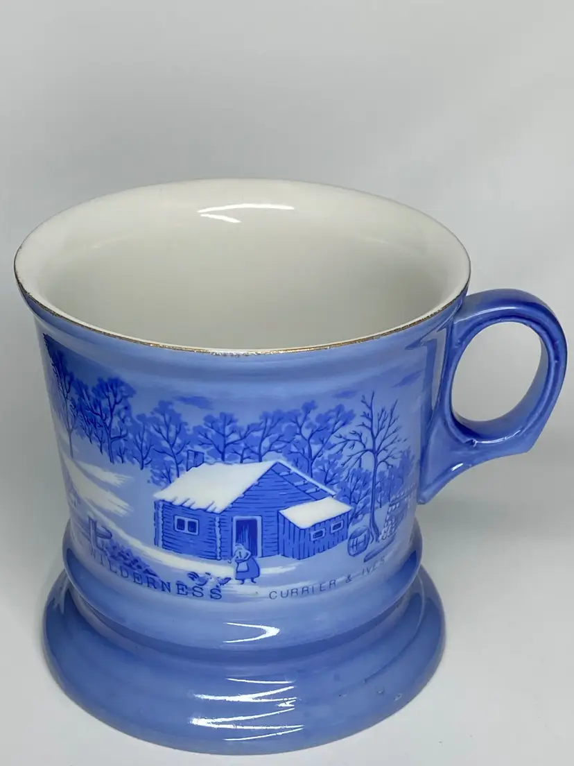 Vintage Courrier & Ives Mug "A Home in the Wilderness" Design