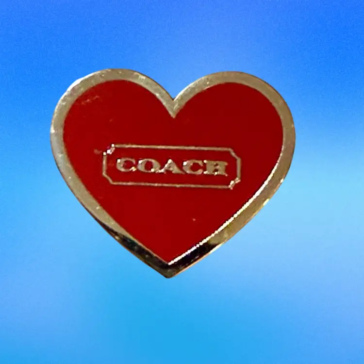 Coach Red Enamel Heart Silvertone Pin