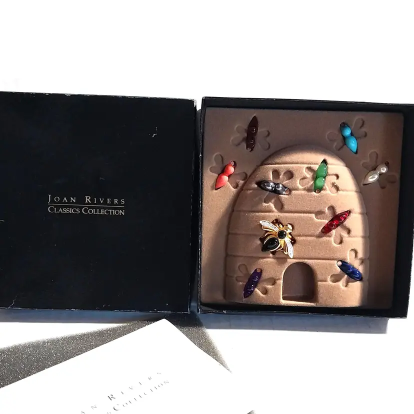 Vintage Joan Rivers Collection Bee Brooch w/10 Interchangeable Colored Stones