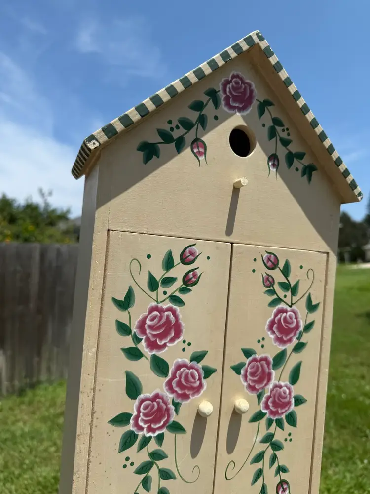 ✨Vintage Wooden Hand Painted Bird House Cabinet ✨