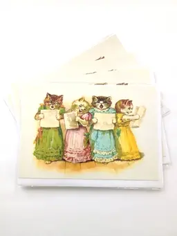 Cats Choir! 4 x Vintage Cat Design Greeting Cards and Envelopes