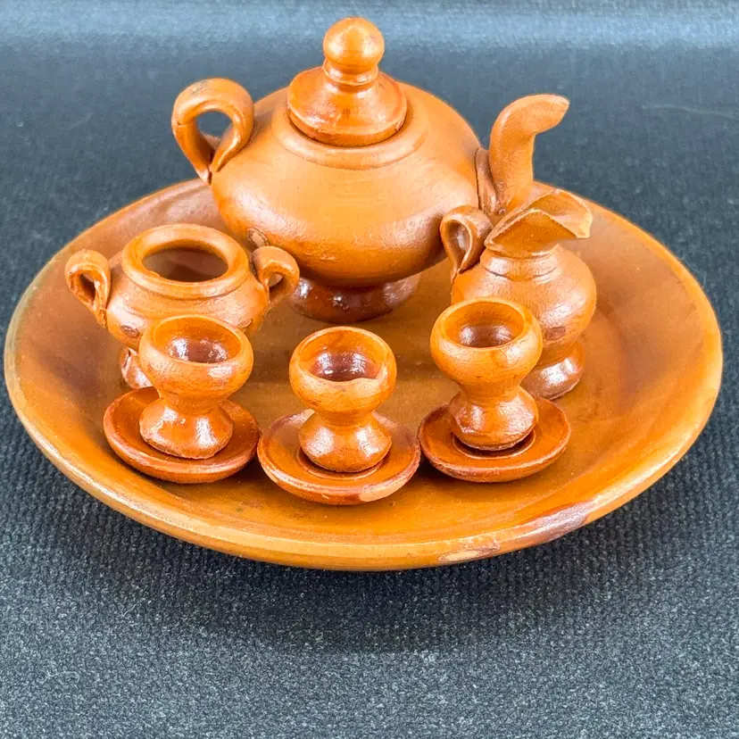 Handmade Art Pottery Miniature Tea Set