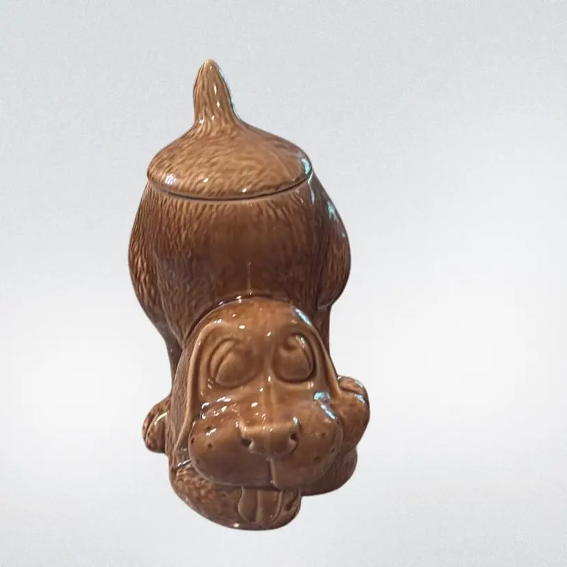 Vintage Brown McCoy Thinking Hound Dog Cookie Jar 0272 Canister USA Pottery