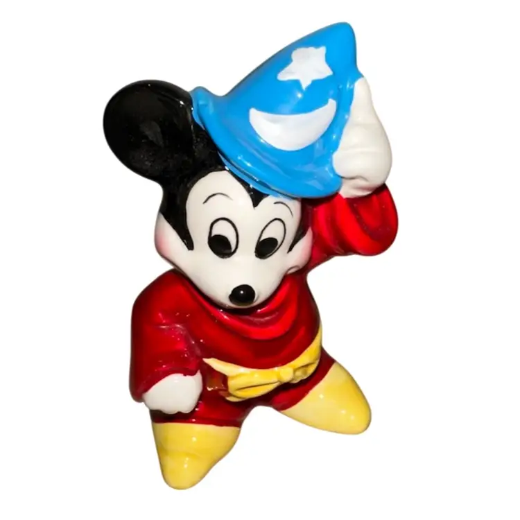 VTG Japan Miniature Ceramic Painted Fantasia Sorcerer Mickey Figurine
