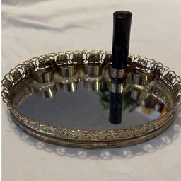 Vintage Mirrored Vanity Tray With Lipstick Holder