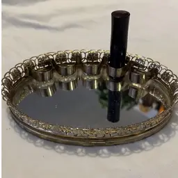 Vintage Mirrored Vanity Tray With Lipstick Holder