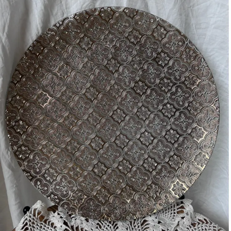 VINTAGE GEORGES BRIARD IBERIA ROUND PLATTER 22K GOLD OVERLAY 11.25” DIAMETER