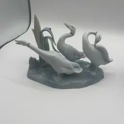 Lladro #4549 Geese With Snail on Reeds Large Porcelain Figurine-RARE RETIRED!