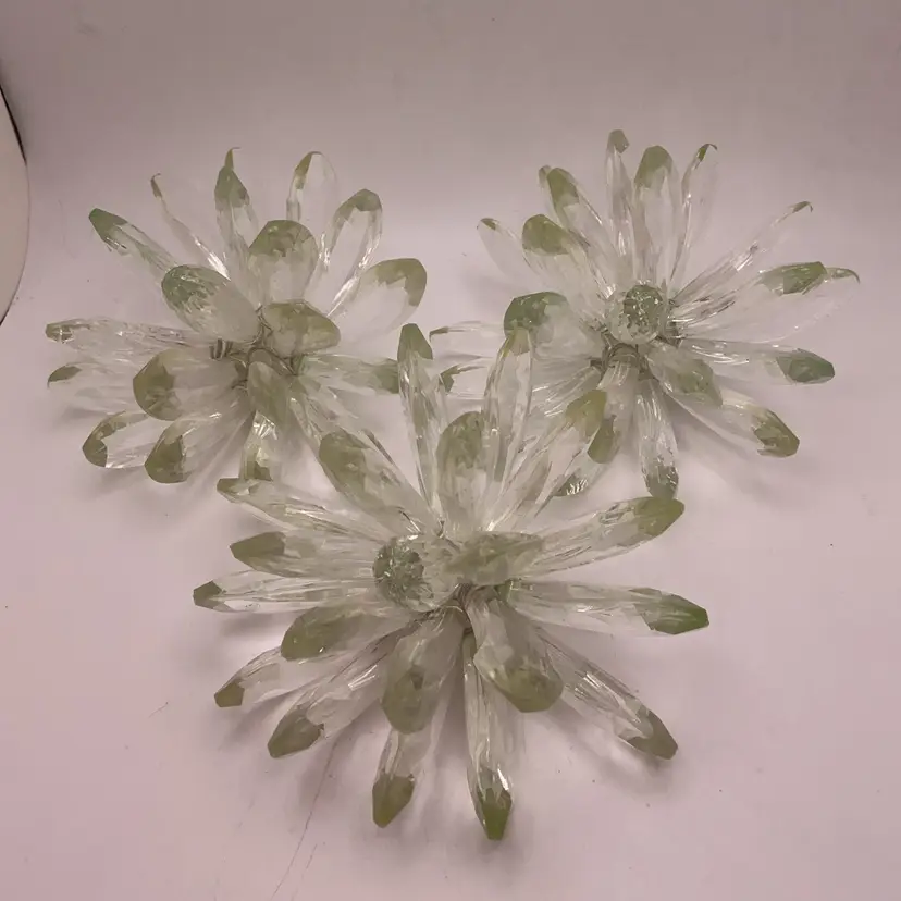 Plastic "Crystal" Succulents Lot of 3 Green Tint 4” x 2.5”
