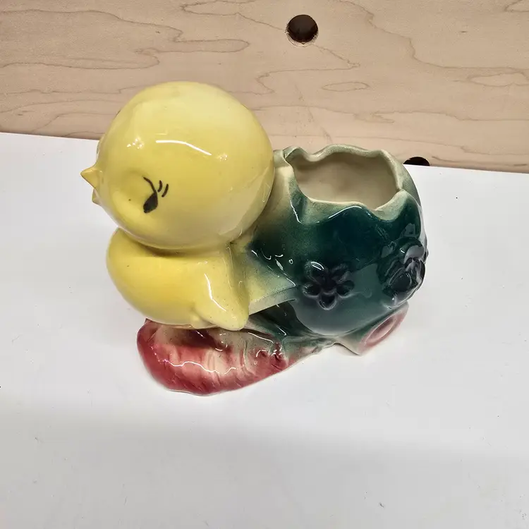 Vintage Shawnee Pottery USA yellow Chick & Egg planter