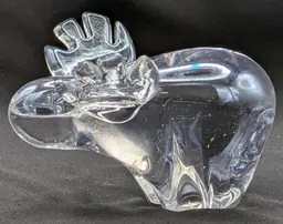 RARE and Adorable Chonky Moose Glass (Possible Crystal) Paperweight, 4" Tall, No Chips or Cracks