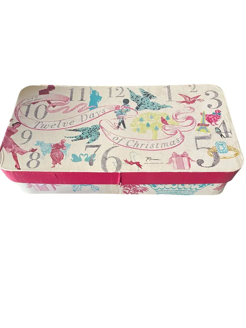 Rosanna TWELVE DAYS of CHRISTMAS Holiday Complete Set of 12 6" Appetizer Plates