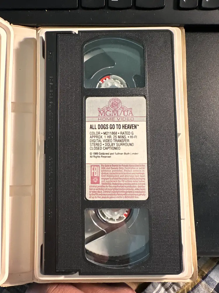 Vintage "All Dogs Go To Heaven" VHS Tape (1989) - Don Bluth Animated Classic