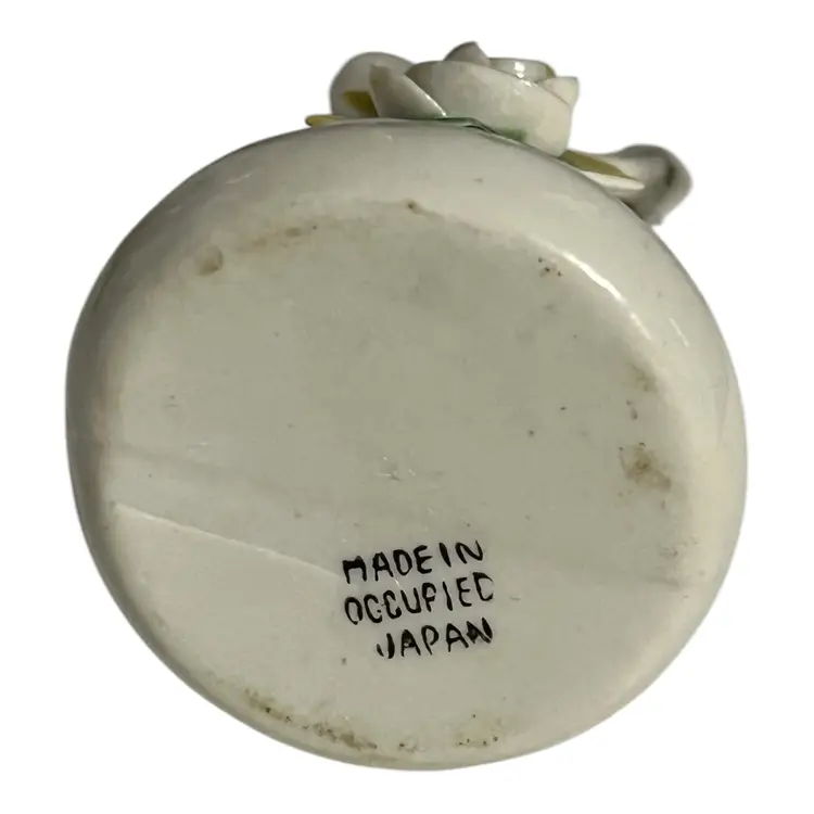 Vintage Ceramic Mid Century Floral Pitcher Vase 3.5” – Hand-Painted Roses, Gold Trim, Italian Style