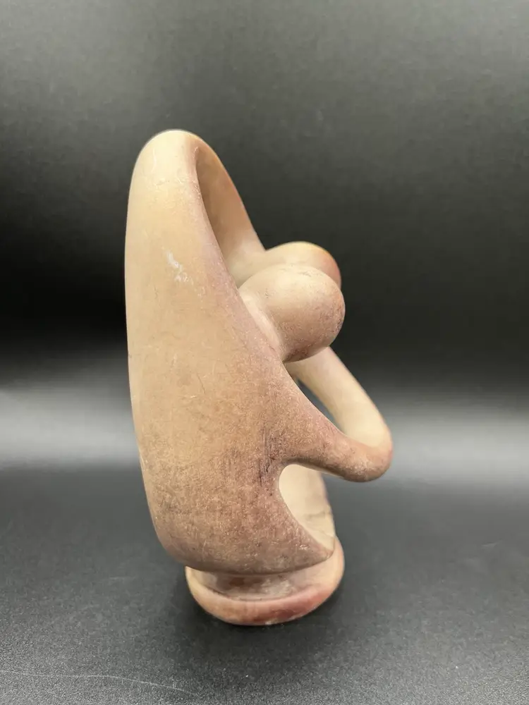 Tan Soapstone Hand Carved Dancing Couple Barrel Roll Figurine 5.5”