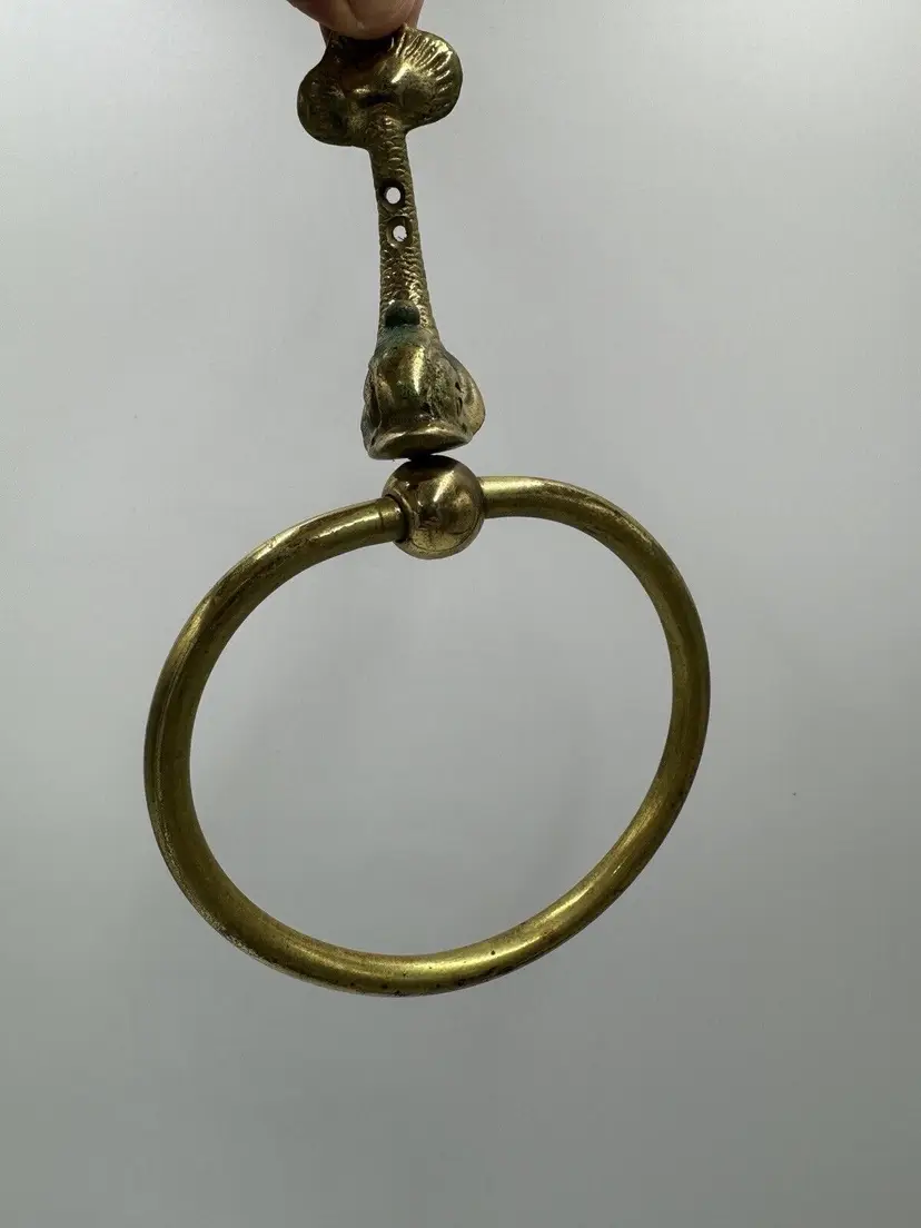 Vintage Brass Hollywood Regency Koi Fish Towels Ring Holder 8”
