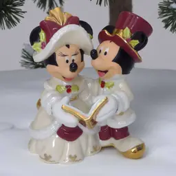 Disney Parks Porcelain Victorian Mickey Minnie Carolers Figurine Christmas Vtg