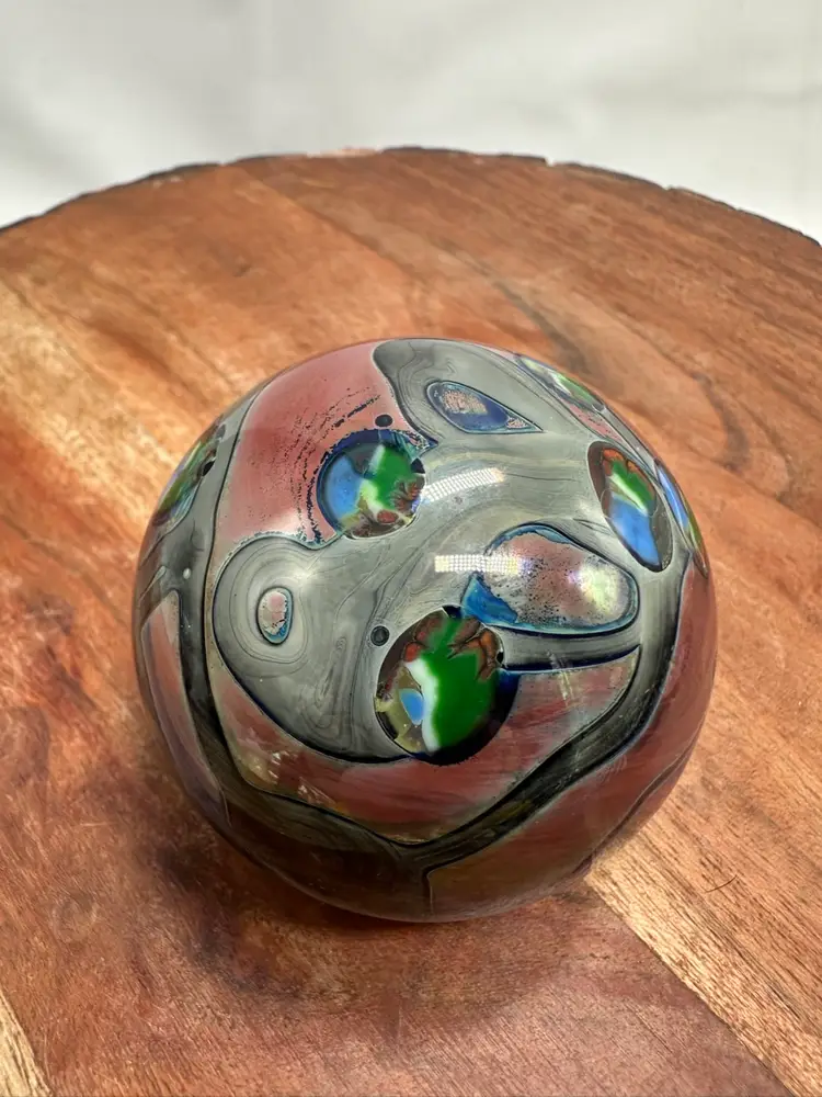 Vintage J. Byron Studio Art Glass Floral Paperweight 1983 Signed