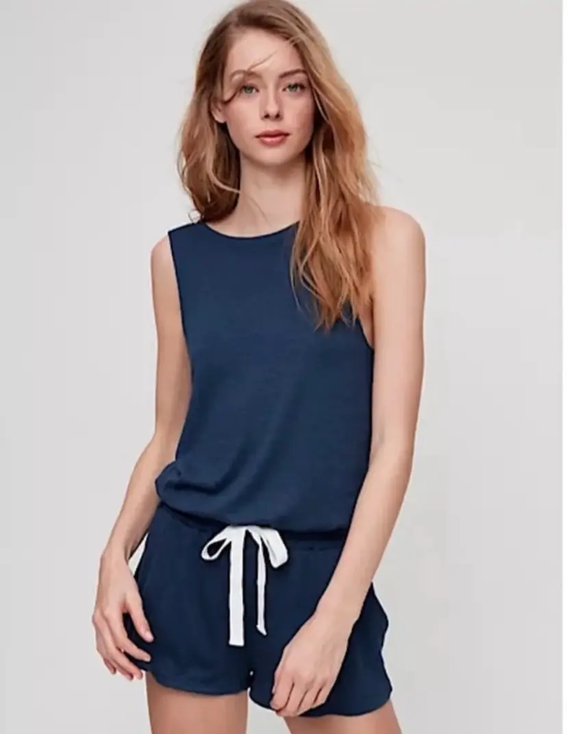 Wilfred Free 'Izabel' Tie-Waist Romper in Navy Blue