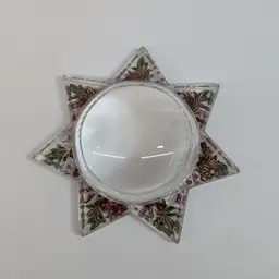 Antique Victorian Goofus Glass 7 Point Star Mourning Paperweight Magnifying