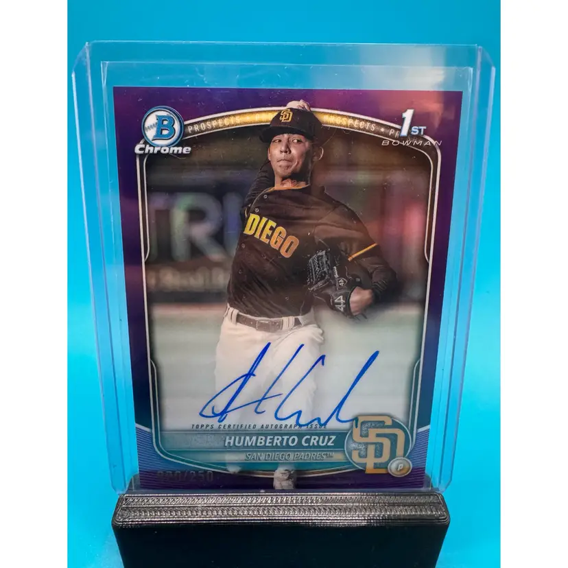 Humberto Cruz 1st Bowman Chrome Purple Refractor Auto San Diego Padres