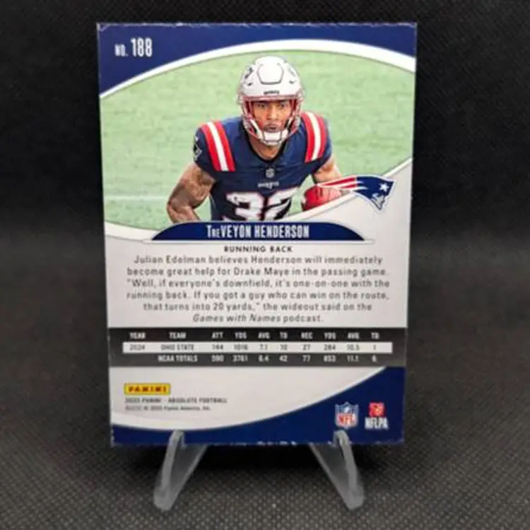 TreVeyon Henderson 2025 Panini Absolute Orange Rookie Card RC #188 - New England Patriots