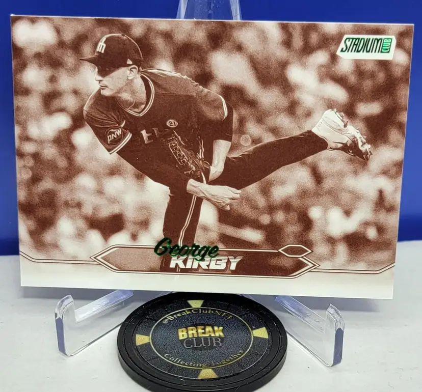 George Kirby 2024 Topps Stadium Club Green Foil Sepia No. 256 Seattle Mariners