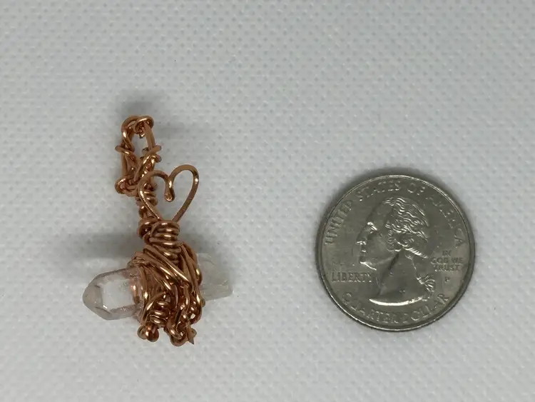 Charged Quartz Crystal Copper Wire Pendant