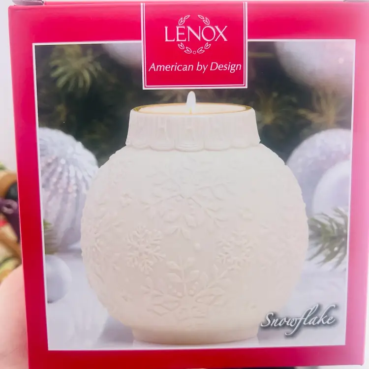 Lenox Ornamental Glow Snowflake Scroll Votive Ceramic Candleholder New In Box 4”