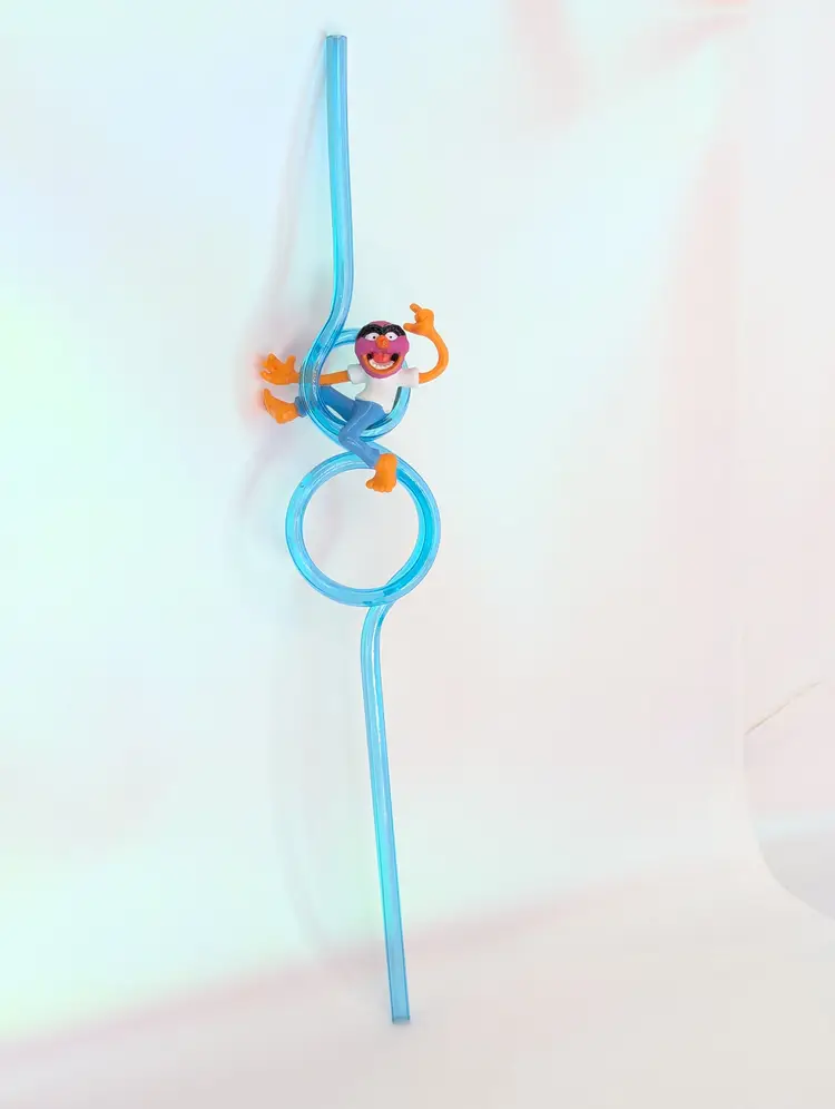 The Muppet's Animal Silly Straw 1996 Applause Vintage Decorative Kids drinking loop Straw Collectible 90s Kitchen Wear gift jim henson