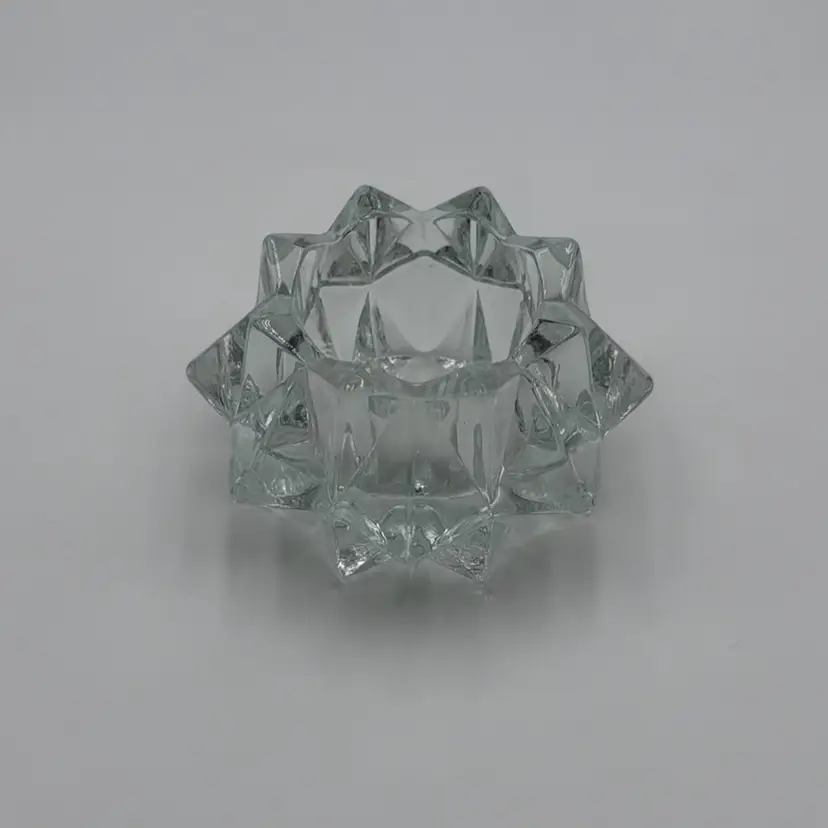 Vintage Avon “Diamond Star” or “Gem Glow” Pattern Clear Glass Votive Candle Holder