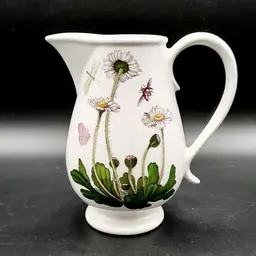 Portmeirion Botanic Garden Romantic Shape Pitcher Creamer Daisy Butterfly Dragonfly