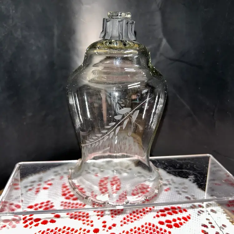 Vintage Homco Ruffled Clear Glass “Etched Wheat” Leaves Votive Peg Candle Holder (2)