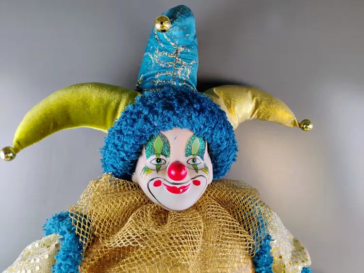 Collector’s Choice Porcelain Clown Doll Harlequin Jester Vintage with Tags