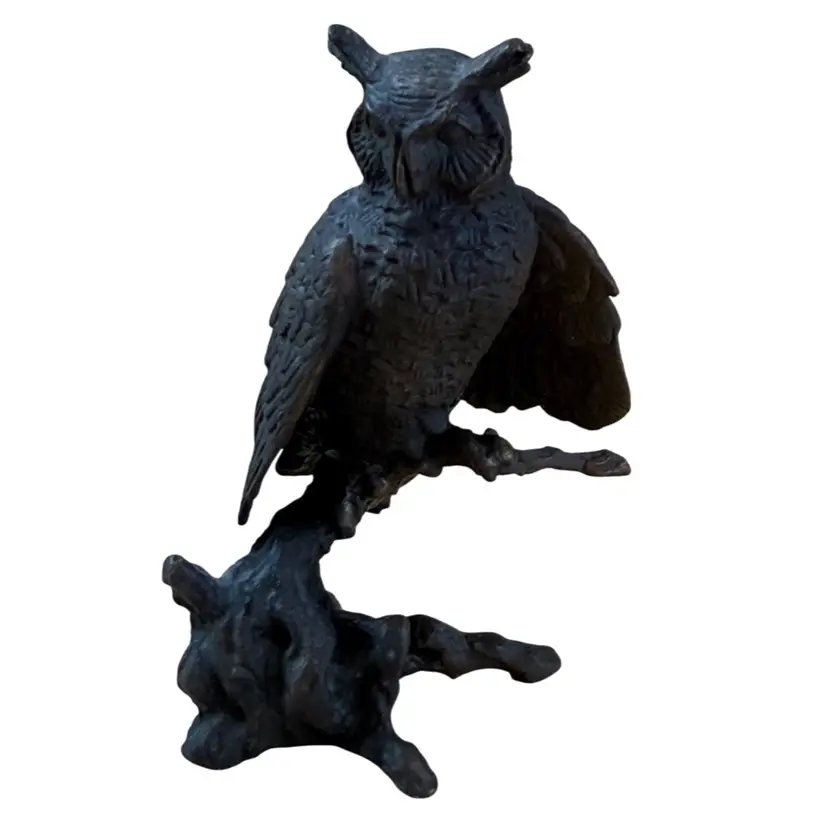 AVON Horned Owl Bronze Collectible Figurine Statue Artist Tom Obrien