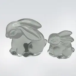 Set Of 2 Reidel Full Lead Crystal Bunny Paperweights, Large Bunny Measures 3-3/4” Tall And Smaller Bunny is 3” Tall