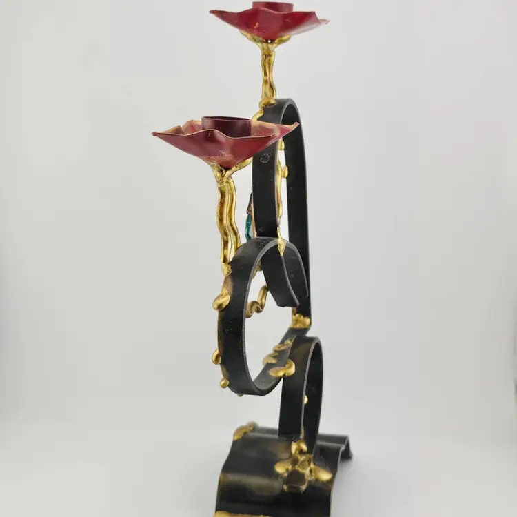 Gary Rosenthal Fused Glass And Mixed Metal Shabbat Heart Candle Holder