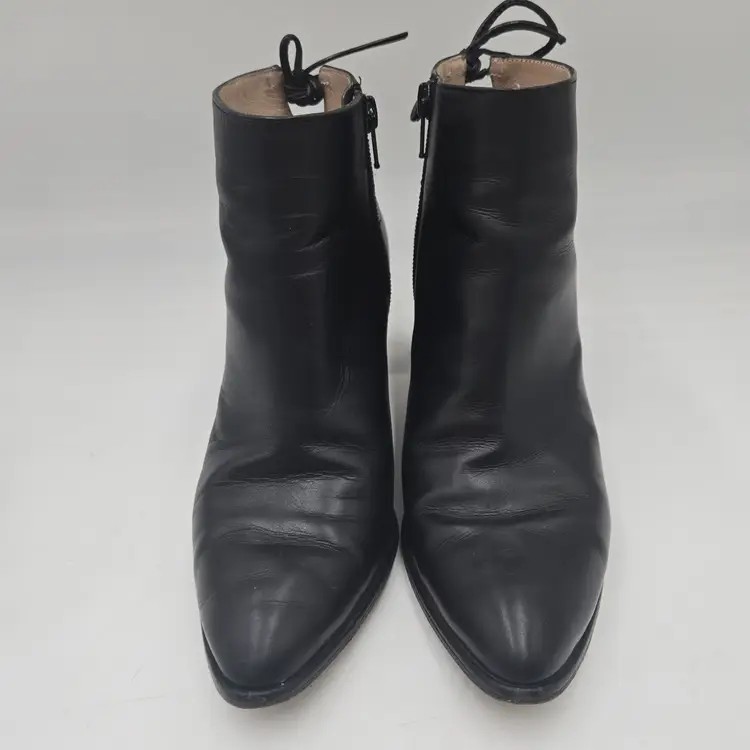Stuart Weitzman Womens Size 6 M Black Zip Fashion Ankle Boots Booties Back Bow