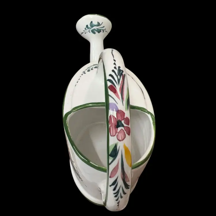 Vintage Water Watering Can Vase Jay Willfred Diu Andrea by Sadek White Flowers Porcelain Ceramic Knickknack Handpainted Portugal