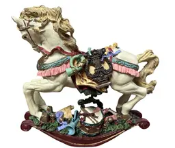 Holly Tree Porcelain Rocking Horse with Musical Instruments & Holly and Berries