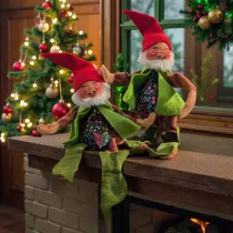 Lot Of 2 Vintage 1976 Annalee  Mobilitee Christmas Elf Dolls