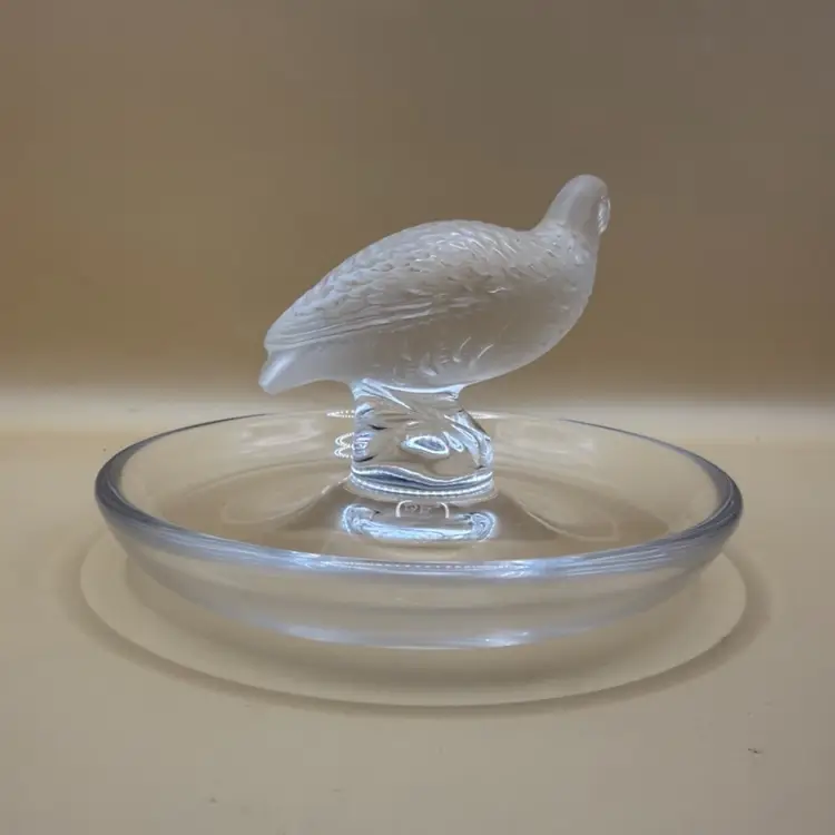 ✨Peak Of The Week Is Lalique!✨ Crystal Partridge Bird Ring Dish Signed Lalique France 3.5x2.5”