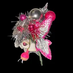 Vintage Pink Red And Silver Corsage