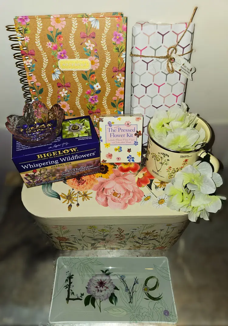 Flower Lovers Curated Gift Box With Candles, Pressed Flower Kit, Journal, Mug, Trinket Dish, More!