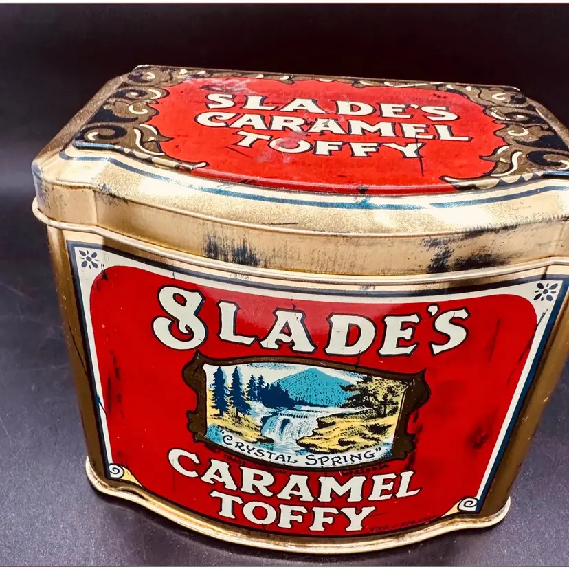 135. VTG Slade's Caramel Toffy Tin, Royal Toffee Works/Dewsbury England