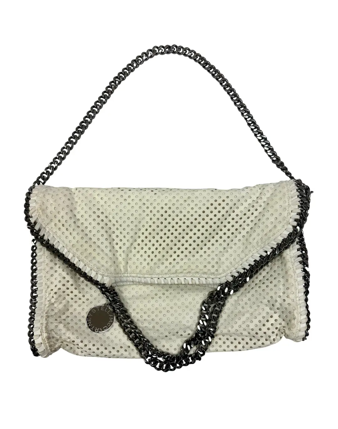 Stella McCartney White Falabella Perforated  Faux Leather Shoulder Bag