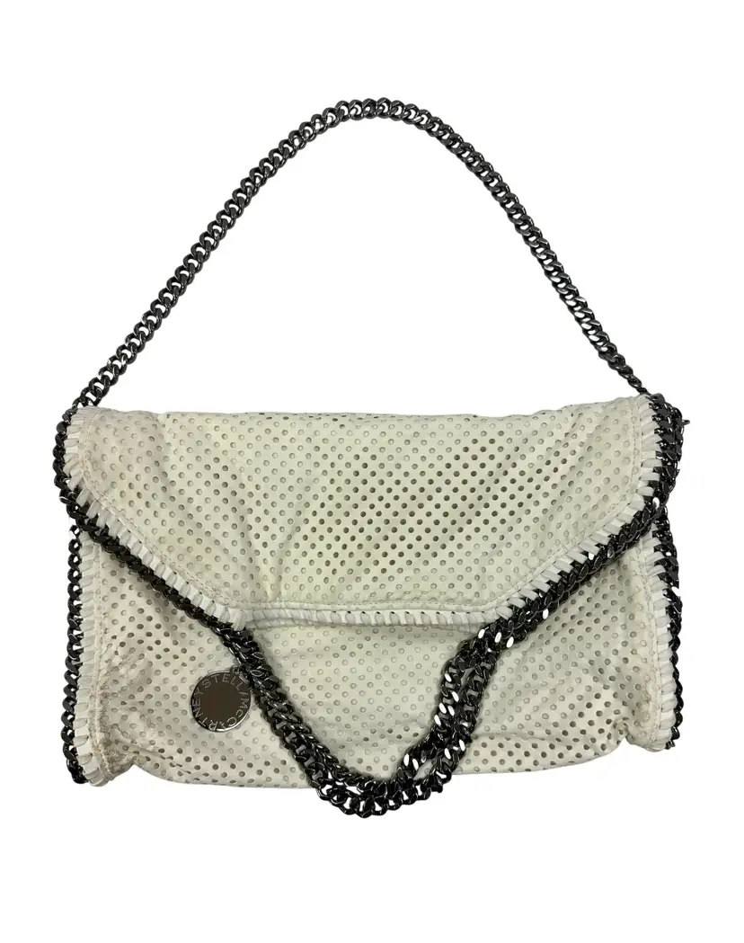 Stella McCartney White Falabella Perforated  Faux Leather Shoulder Bag